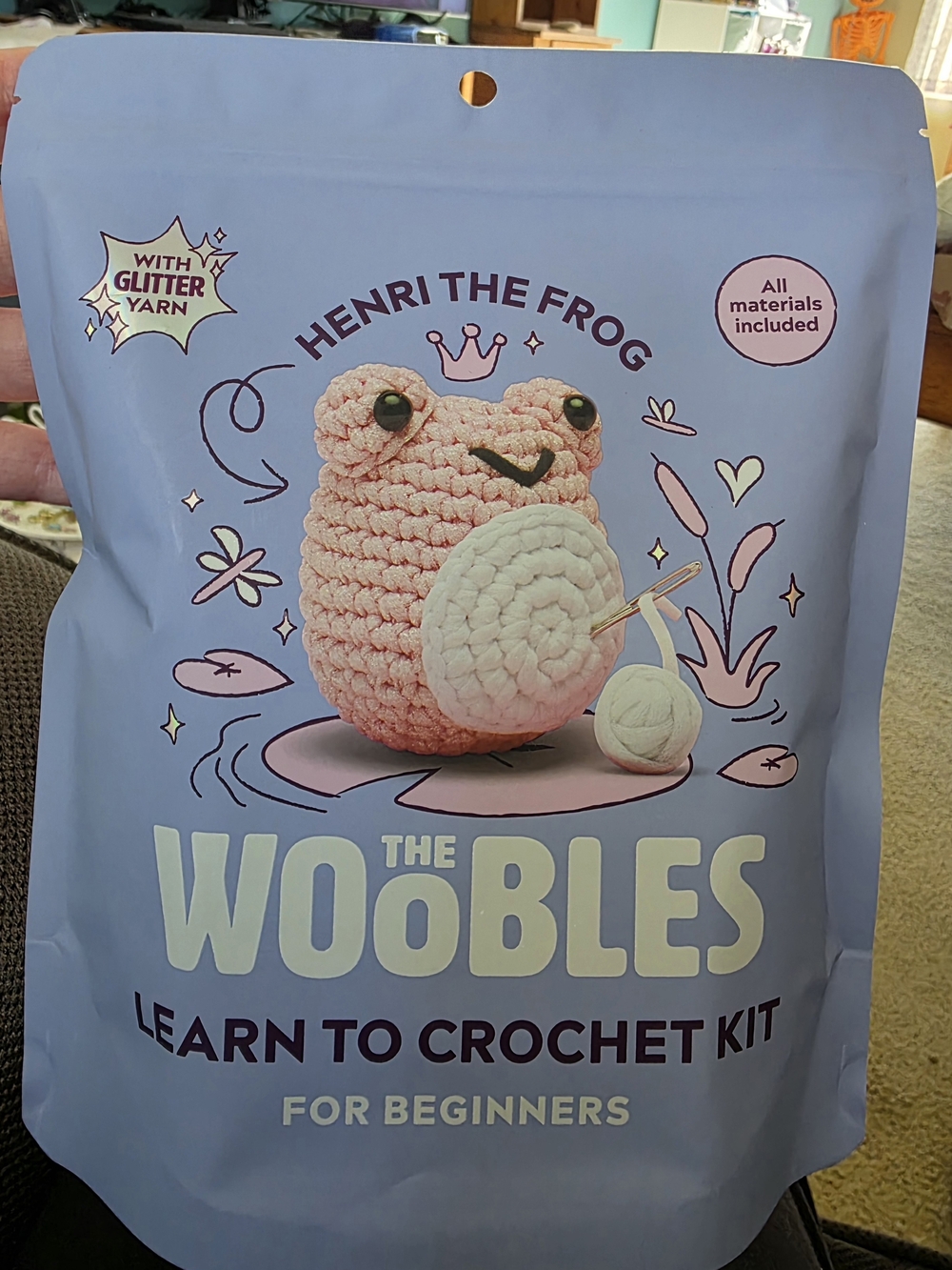 The Woobles Henri the Frog Crochet Kit - Pink/White - Picture 4 of 6